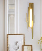 Wall Sconce | Sculptural Iron Gold Finish | Integrated LED & Frosted Shade