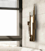 Wall Sconce | Sculptural Iron Gold Finish | Integrated LED & Frosted Shade