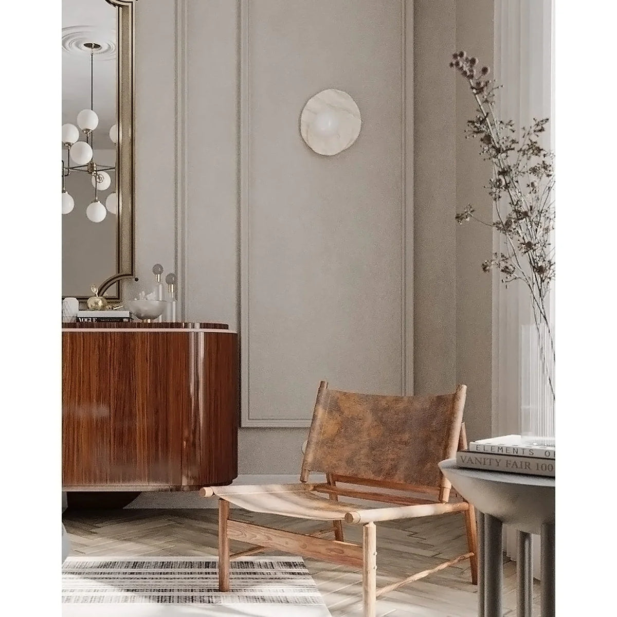 Wall Sconce | Stone Body & Glass Shade