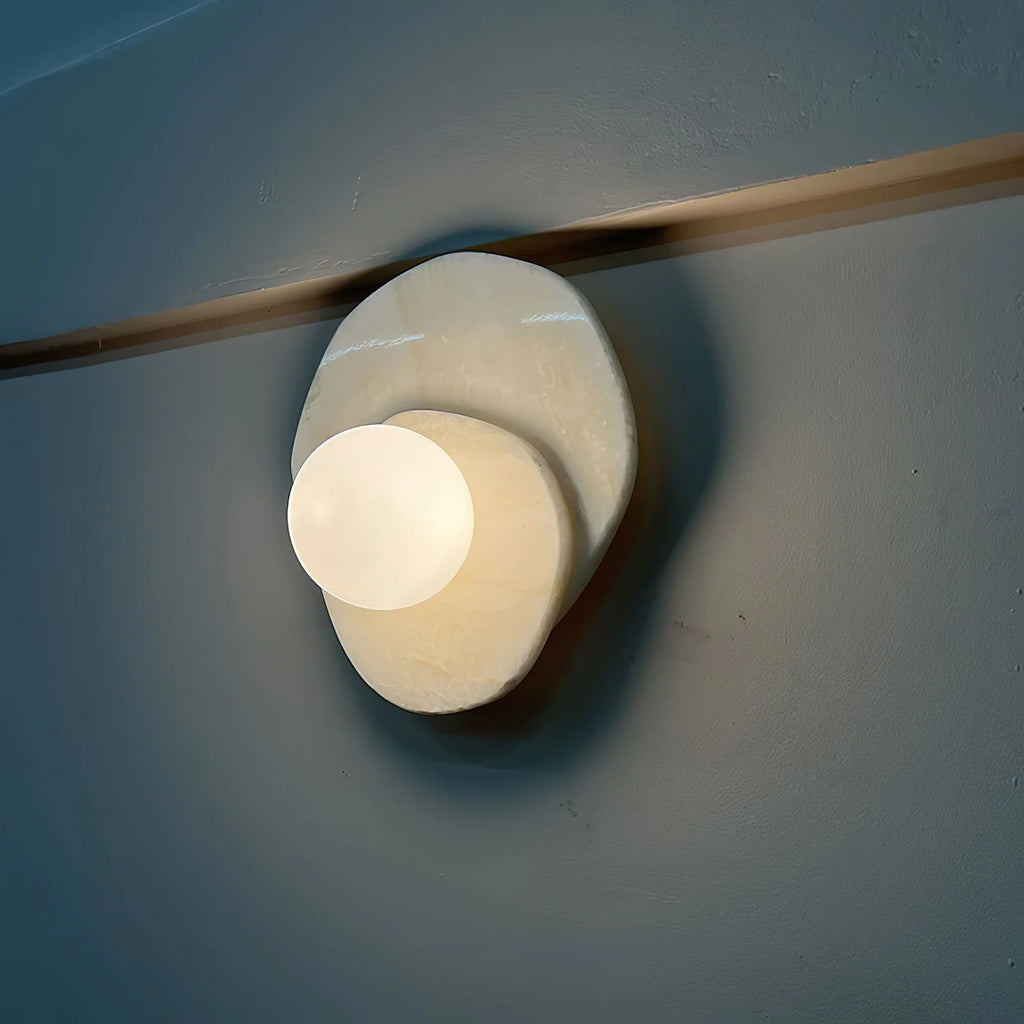 Wall Sconce | Stone Body & Glass Shade