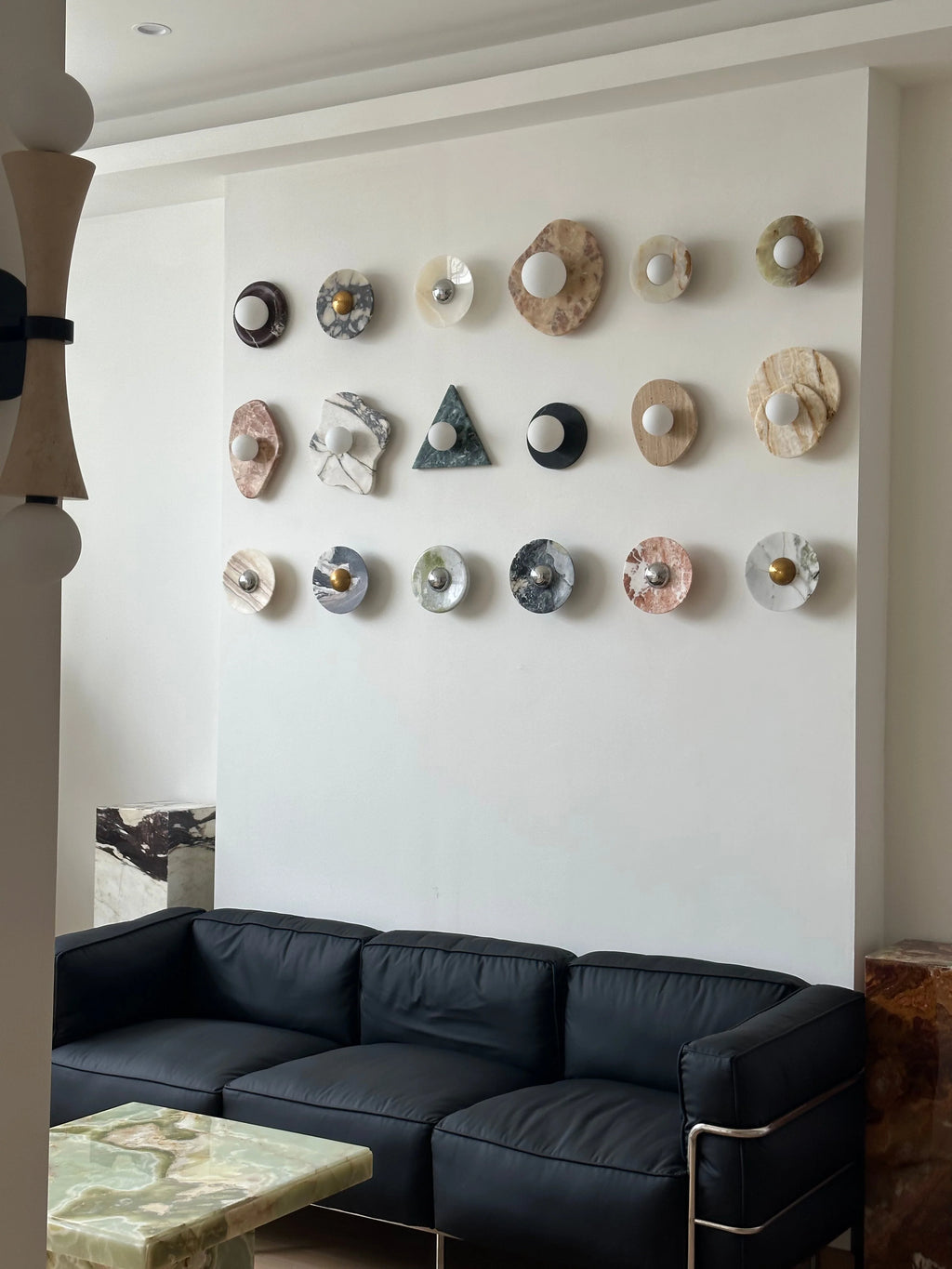 Wall Sconce | Stone Body & Glass Shade