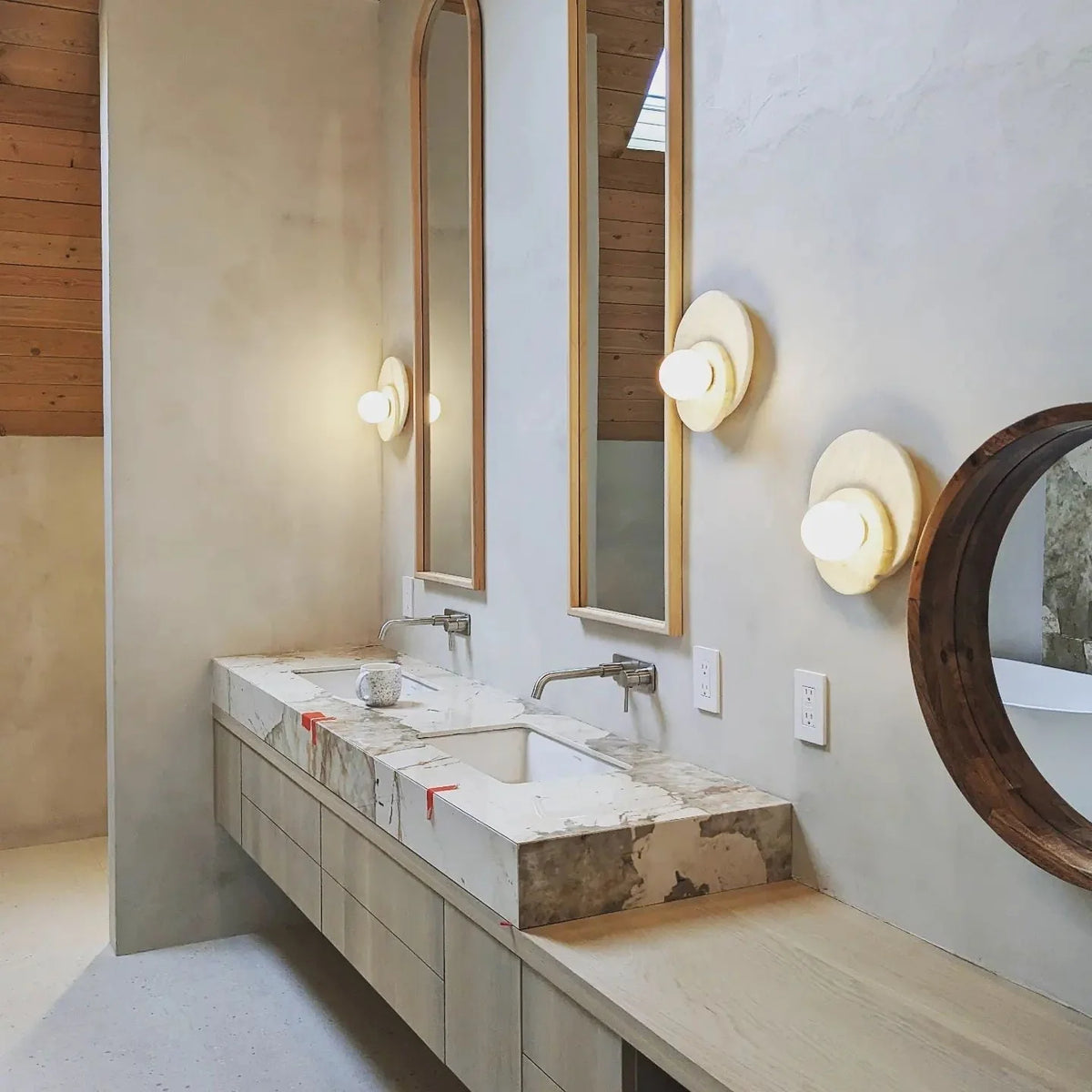 Wall Sconce | Stone Body & Glass Shade