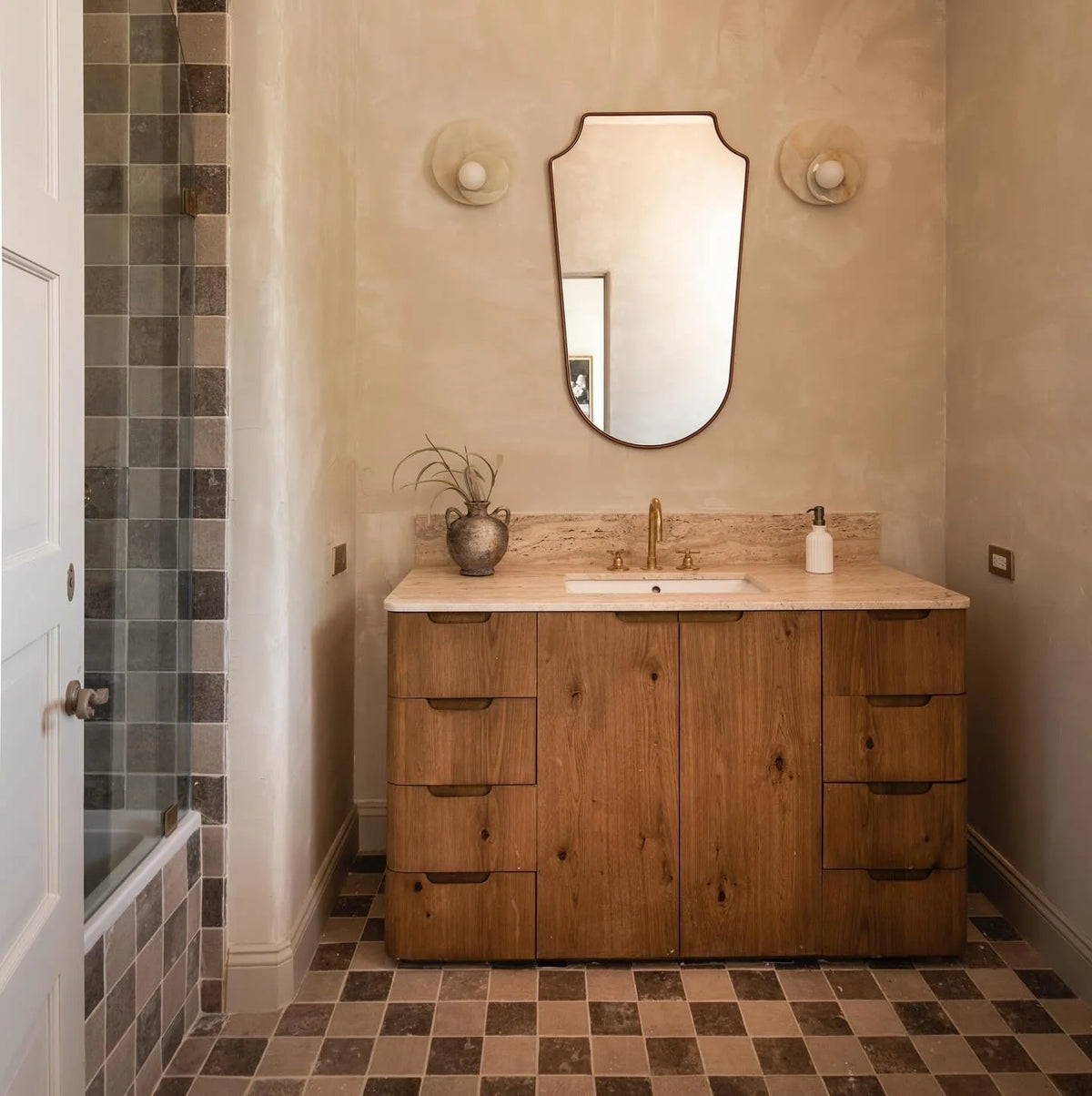 Wall Sconce | Stone Body & Glass Shade