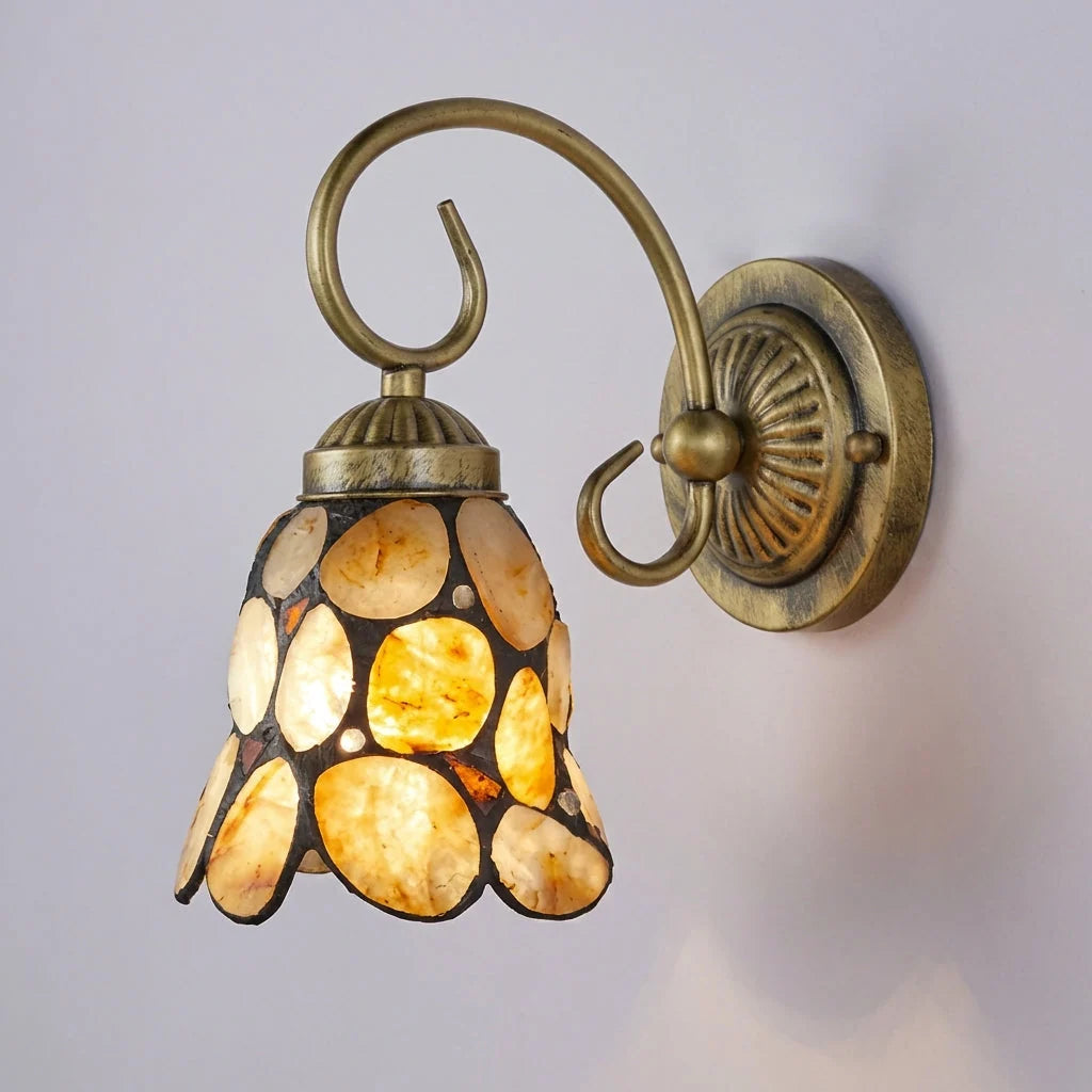 Wall Sconce | Tiffany-Style Mosaic Shade & Warm Ambient Light | Hardwired Installation