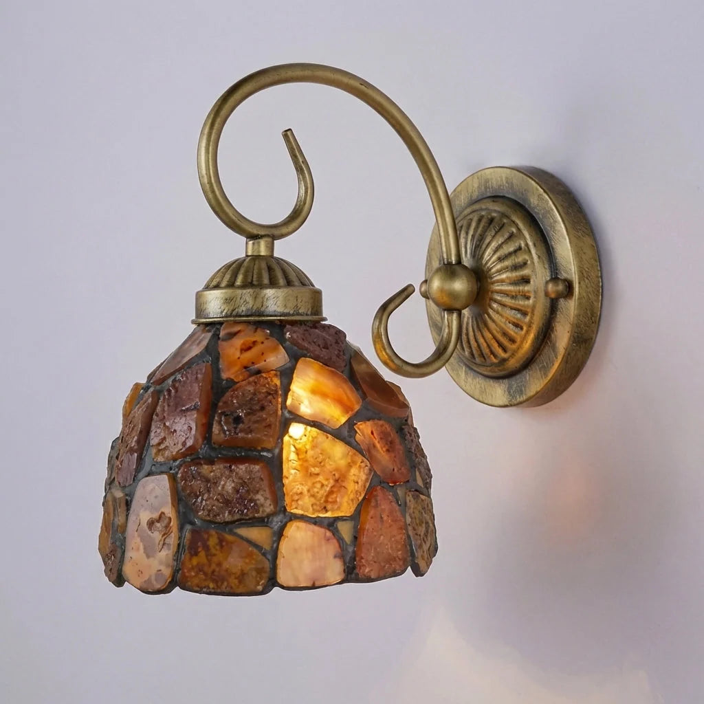 Wall Sconce | Tiffany-Style Mosaic Shade & Warm Ambient Light | Hardwired Installation