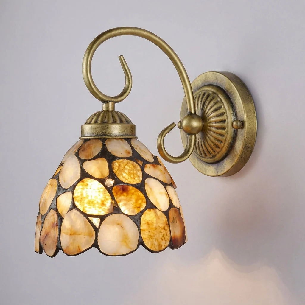 Wall Sconce | Tiffany-Style Mosaic Shade & Warm Ambient Light | Hardwired Installation