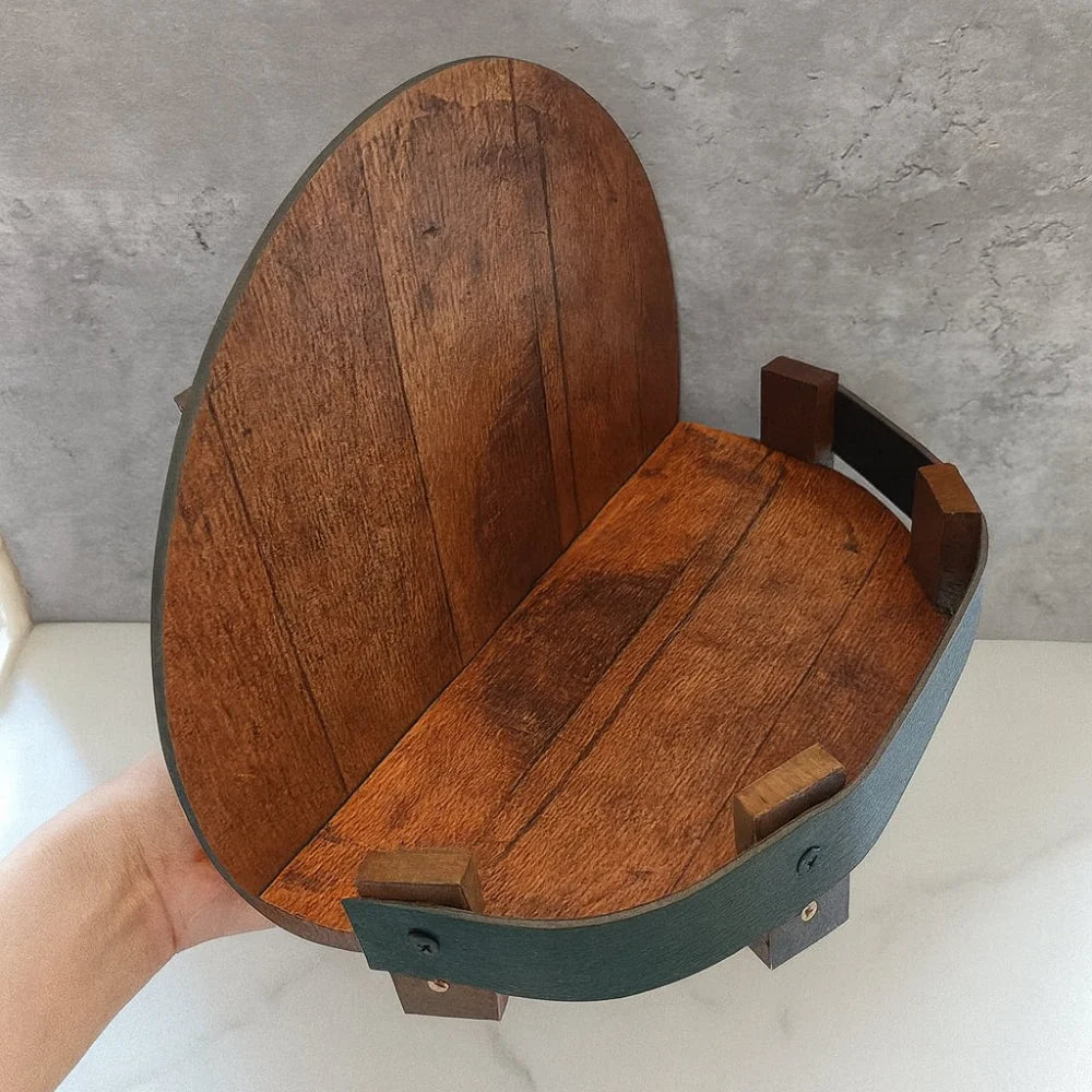 Wall Shelf | Barrel-Style Timber & Front Guard Rail | Mounting Hardware Included