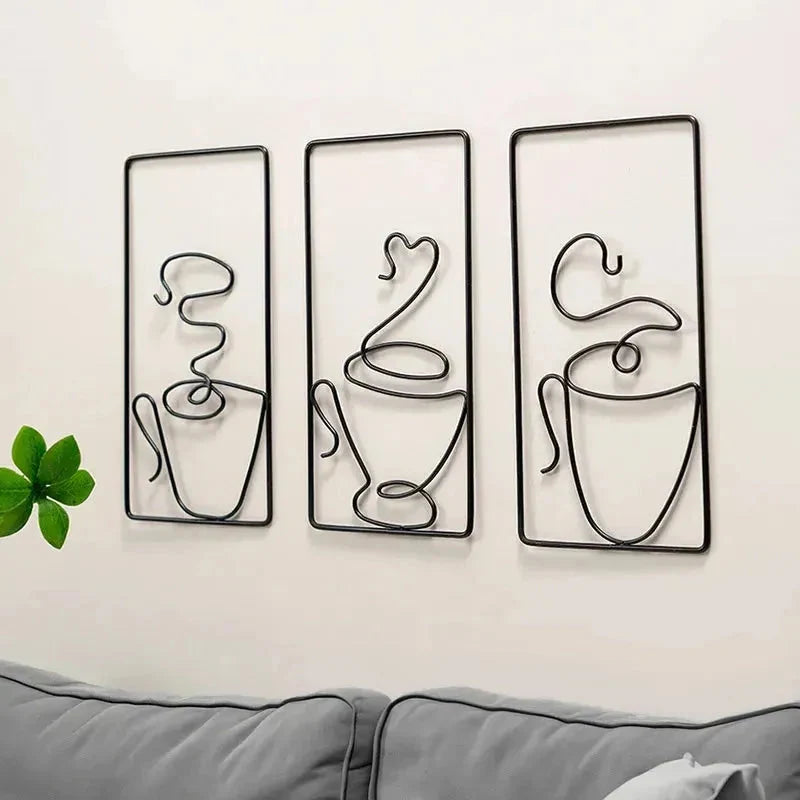 Wandkunst | Metall-Kaffeetassendesign | Innen- & Außenbereich