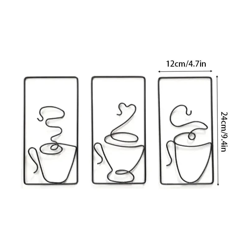 Wandkunst | Metall-Kaffeetassendesign | Innen- & Außenbereich