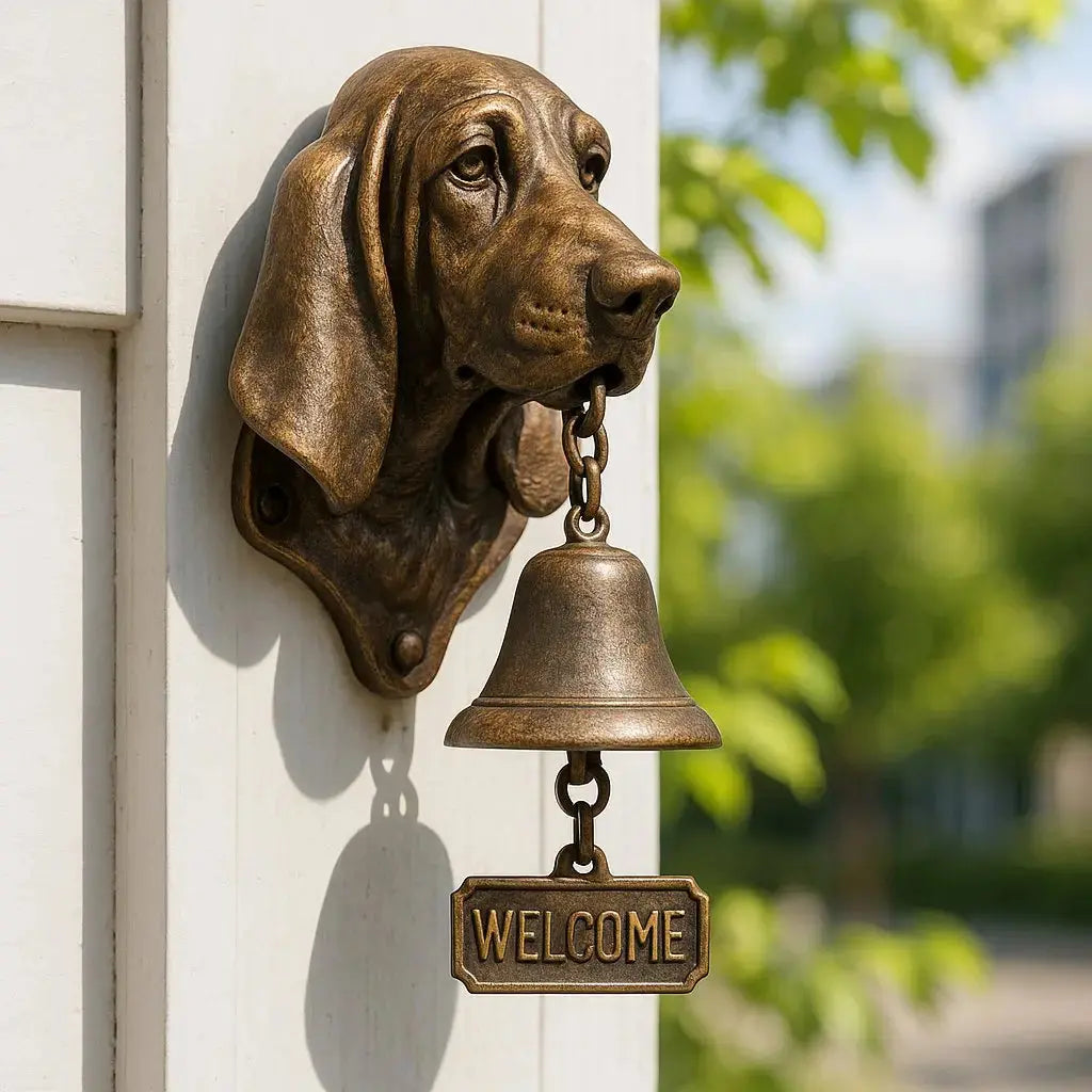 Welcome Bell | Dog Design & Antique Bronze Finish | 27 x 13 cm