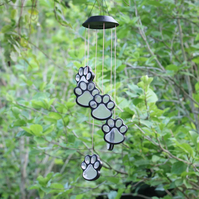 Wind Chime | Solar-Powered Color-Changing Paw Prints