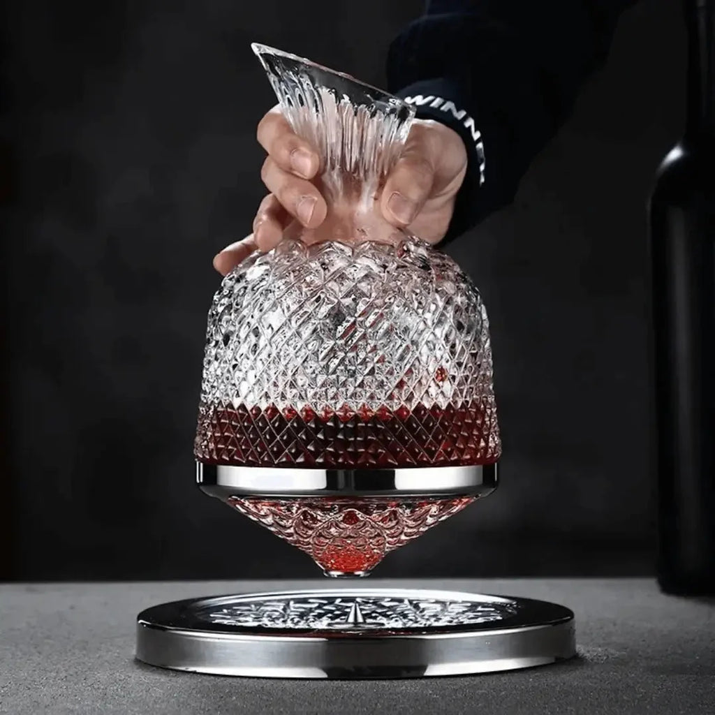 Wine Decanter | Lead-Free Crystal & 360° Rotating Base | 1.5 L