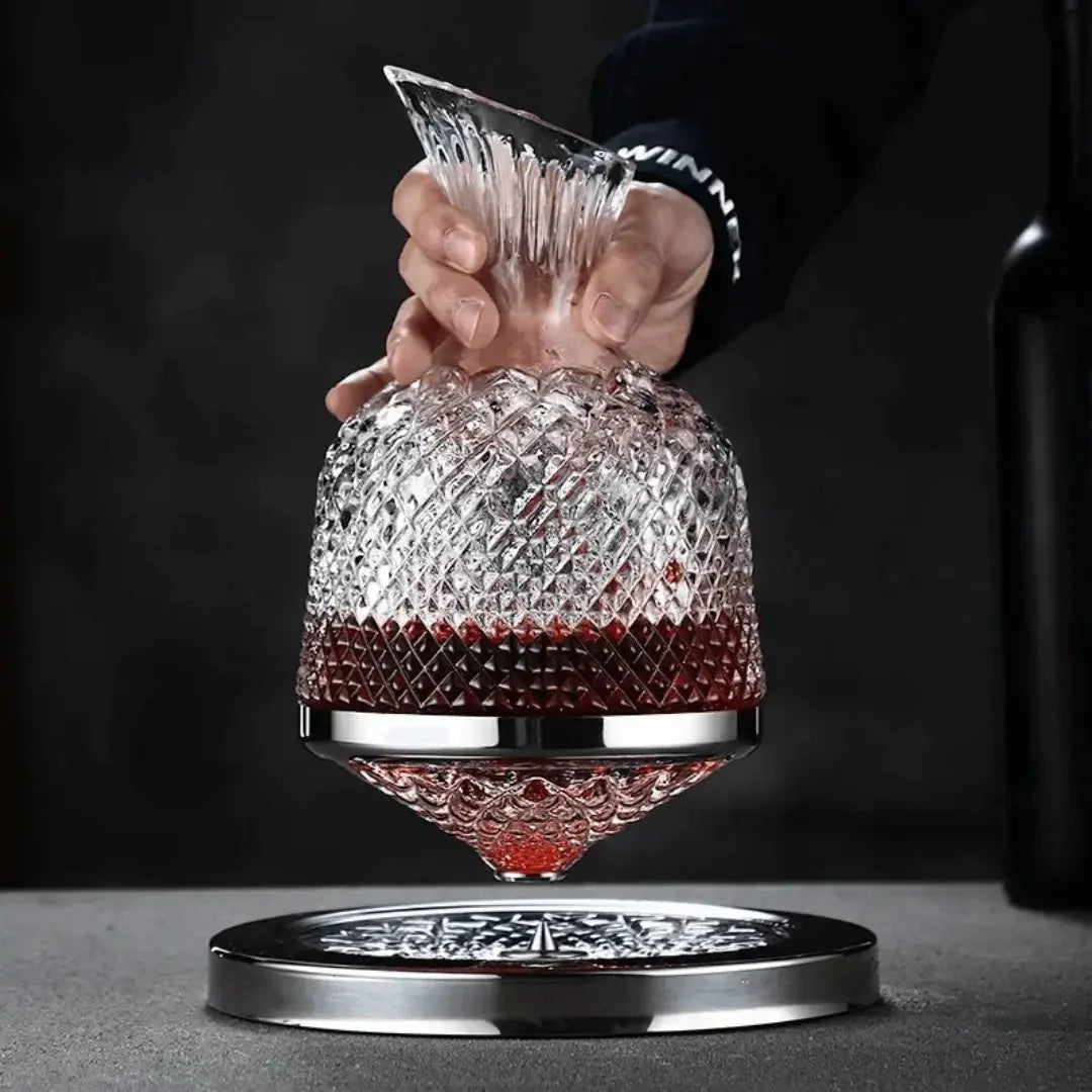 Wine Decanter | Lead-Free Crystal & Rotating Base | 1.5 L