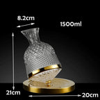 Wine Decanter | Lead-Free Crystal & Rotating Base | 1.5 L