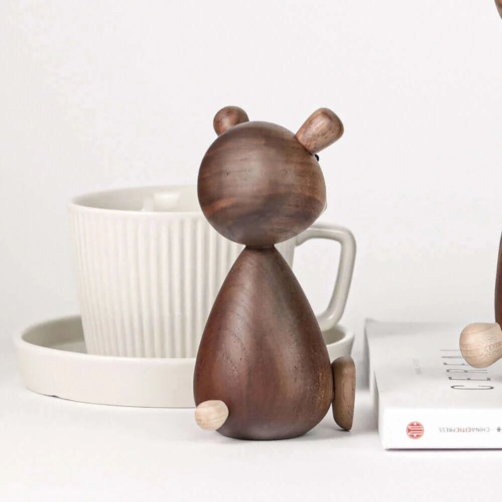 Wooden Bear Ornaments | Danish-Designed Walnut & Beech | Set of 2