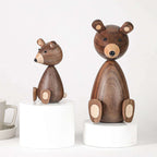 Wooden Bear Ornaments | Danish-Designed Walnut & Beech | Set of 2