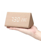 Wooden LED Clock | Voice-Activated & Adjustable Brightness | Alarm Function