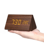 Wooden LED Clock | Voice-Activated & Adjustable Brightness | Alarm Function