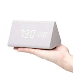 Wooden LED Clock | Voice-Activated & Adjustable Brightness | Alarm Function