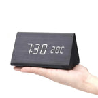 Wooden LED Clock | Voice-Activated & Adjustable Brightness | Alarm Function