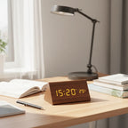 Wooden LED Clock | Voice-Activated & Adjustable Brightness | Alarm Function