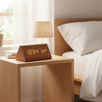 Wooden LED Clock | Voice-Activated & Adjustable Brightness | Alarm Function