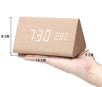 Wooden LED Clock | Voice-Activated & Adjustable Brightness | Alarm Function