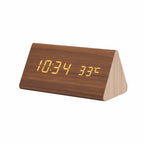 Wooden LED Clock | Voice-Activated & Adjustable Brightness | Alarm Function